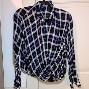 Navy + White Plaid Crop